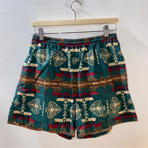 Vintage 90s Polo Sport Ralph Lauren Aztec Navajo Print Swim Trunks Shorts Medium